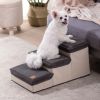 3 Tiers Foldable Dog Stairs, Pet Steps for Small to Medium Dogs, Dog Ladder