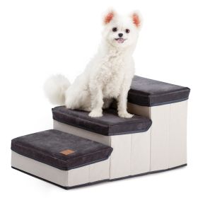 3 Tiers Foldable Dog Stairs, Pet Steps for Small to Medium Dogs, Dog Ladder