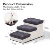 3 Tiers Foldable Dog Stairs, Pet Steps for Small to Medium Dogs, Dog Ladder