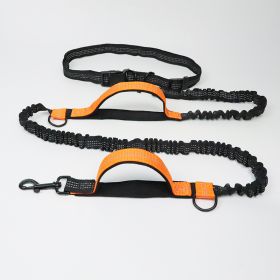 Multi-function running reflective pull dog leash double elastic dog leash traction (Option: Orange Foam)