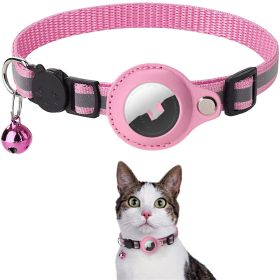 Reflective Collar Waterproof Holder Case For Air-Tag  Protective Cover Cat Dog Kitten Puppy Nylon Collar (Color: Pink)