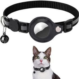 Reflective Collar Waterproof Holder Case For Air-Tag  Protective Cover Cat Dog Kitten Puppy Nylon Collar (Color: Black)