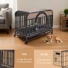 32in Heavy Duty Dog Crate, Furniture Style Dog Crate with Removable Trays and Wheels for High Anxiety Dogs