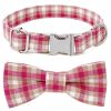 Plaid Dog Collar with Bow Pet Gift Adjustable Soft and Comfy Bowtie Collars for Small Medium Large Dogs